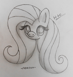 Size: 1000x1057 | Tagged: safe, artist:akakun, artist:akakunda, fluttershy, g4, pencil drawing, traditional art