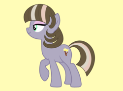 Size: 2446x1812 | Tagged: safe, artist:sapphirefeatherdust, oc, oc only, oc:acacia branch, earth pony, pony, base used, female, mare, offspring, parent:maud pie, parent:mud briar, parents:maudbriar, simple background, solo, yellow background