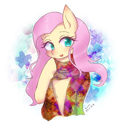 Size: 566x574 | Tagged: safe, artist:divided-s, fluttershy, pegasus, pony, g4, clothes, female, looking at you, mare, solo