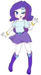 Size: 461x835 | Tagged: safe, artist:divided-s, rarity, equestria girls, g4, belt, boots, bracelet, clothes, cute, female, hairpin, jewelry, looking at you, moe, nail polish, one eye closed, raribetes, shirt, shoes, simple background, skirt, white background, wink