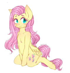 Size: 612x640 | Tagged: safe, artist:divided-s, fluttershy, pegasus, pony, g4, cute, female, looking at you, mare, shyabetes, simple background, solo, white background