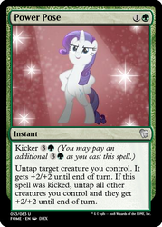 Size: 375x523 | Tagged: safe, rarity, fake it 'til you make it, g4, bipedal, magic the gathering, pose, spotlight, trading card, trading card edit