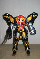 Size: 580x850 | Tagged: safe, sunset shimmer, equestria girls, g4, centaurus wolf megazord, crossover, doll, equestria girls minis, mahou sentai magiranger, mech suit, megazord, power rangers, power rangers mystic force, toy, wolkaiser