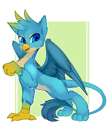 Size: 1789x2049 | Tagged: safe, artist:lispp, gallus, griffon, g4, school daze, male, raised claw, simple background, solo