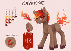 Size: 3883x2809 | Tagged: safe, artist:crystalfilth, oc, oc:cayenne flame, pony, unicorn, high res, reference sheet
