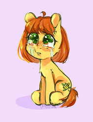 Size: 3800x5000 | Tagged: safe, artist:crystalfilth, oc, oc only, oc:honey tea, earth pony, pony, crying, cute, female, mare, sadorable, simple background, sitting, sketch, solo, teary eyes