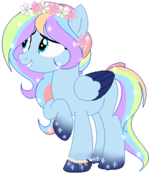 Size: 309x362 | Tagged: safe, artist:angelamusic13, oc, oc only, pegasus, pony, base used, female, floral head wreath, flower, magical lesbian spawn, mare, offspring, parent:princess luna, parent:rainbow dash, parents:lunadash, simple background, solo, transparent background