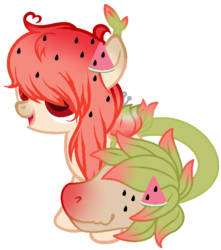 Size: 572x646 | Tagged: safe, artist:angelamusic13, oc, oc only, oc:watermelon, original species, pony, augmented tail, base used, female, filly, simple background, solo, transparent background