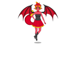 Size: 2000x1500 | Tagged: safe, artist:elizaveta2014, sunset shimmer, demon, equestria girls, g4, alternate hairstyle, boots, elf ears, female, high heel boots, kisekae, shoes, simple background, solo, sunset satan, tailed humanization, transparent background, winged humanization, wings
