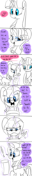 Size: 500x2700 | Tagged: safe, artist:emositecc, rarity, twilight sparkle, alicorn, pony, unicorn, comic:sparkle, g4, alternate cutie mark, alternate eye color, alternate hairstyle, alternate universe, comic, dialogue, duo, female, floppy ears, levitation, list, magic, mare, monochrome, quill, scowl, simple background, telekinesis, twilight sparkle (alicorn), white background