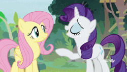 Size: 600x338 | Tagged: safe, screencap, fluttershy, rarity, pegasus, pony, unicorn, fake it 'til you make it, g4, :t, animated, blinking, cheek rub, cute, duo, duo female, eyes closed, female, hug, looking at each other, mare, raribetes, shyabetes, smiling, squishy cheeks
