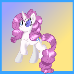 Size: 2048x2048 | Tagged: safe, artist:doraeartdreams-aspy, pinkie pie, rarity, g4, fusion, gradient background, high res