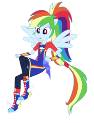 Size: 1920x2500 | Tagged: safe, artist:ilaria122, edit, rainbow dash, equestria girls, equestria girls specials, g4, my little pony equestria girls: better together, my little pony equestria girls: forgotten friendship, clothes, cute, dashabetes, female, full body, pants, ponied up, shoes, simple background, sneakers, surprised, transparent background