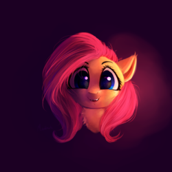 Size: 4000x4000 | Tagged: safe, artist:miokomata, fluttershy, pony, g4, bust, cute, cute little fangs, fangs, female, freckles, looking at you, portrait, smiling, solo