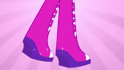 Size: 600x338 | Tagged: safe, screencap, twilight sparkle, equestria girls, g4, my little pony equestria girls, abstract background, animated, boots, fall formal outfits, female, legs, lidded eyes, looking at you, shoes, slowed down, solo, strapless, twilight ball dress