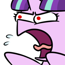 Size: 540x540 | Tagged: safe, artist:glimglam, starlight glimmer, pony, unicorn, g4, angry, emoticon, female, mare, open mouth, red eyes, reeee, simple background, solo, spit, transparent background