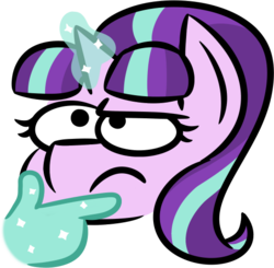 Size: 534x523 | Tagged: safe, artist:glimglam, starlight glimmer, pony, unicorn, emoji, emoticon, female, frown, glowing horn, hand, magic, magic hands, mare, s5 starlight, simple background, solo, thinking, thinking emoji, transparent background