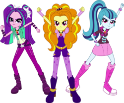 Size: 4937x4102 | Tagged: safe, artist:givralix, adagio dazzle, aria blaze, sonata dusk, equestria girls, g4, my little pony equestria girls: rainbow rocks, .svg available, absurd resolution, boots, looking at you, pose, shoes, simple background, svg, the dazzlings, transparent background, trio, vector