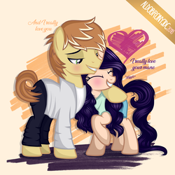 Size: 4500x4500 | Tagged: safe, artist:aldobronyjdc, feather bangs, oc, oc:melody verve, g4, absurd resolution, canon x oc, female, male, shipping, straight