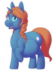 Size: 490x647 | Tagged: safe, artist:heftyhorsehostler, oc, oc only, oc:blube, pony, unicorn, a changeling's guide to large horse care, belly, big belly, chubby cheeks, fat, female, raised hoof, simple background, solo, squishy, white background