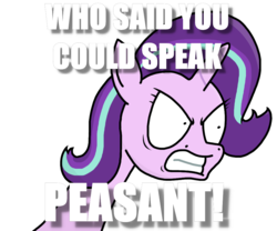 Size: 1028x856 | Tagged: safe, artist:moonatik edits, starlight glimmer, g4, image macro, meme, peasant, ragelight glimmer, this will end in gulag