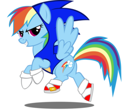 Size: 2697x2325 | Tagged: safe, artist:trungtranhaitrung, rainbow dash, g4, clothes, cosplay, costume, crossover, high res, male, shoes, sonic the hedgehog, sonic the hedgehog (series)