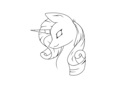 Size: 2048x1536 | Tagged: safe, artist:fvresym, rarity, pony, unicorn, g4, bust, eyes closed, female, lineart, mare, simple background, solo, transparent background