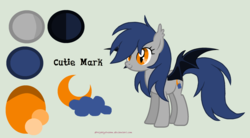 Size: 2246x1238 | Tagged: safe, artist:dreamy990, oc, oc only, oc:moonlight, bat pony, pony, colored wings, female, mare, reference sheet, solo