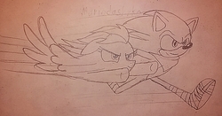 Size: 1280x670 | Tagged: safe, artist:jebens1, rainbow dash, g4, crossover, male, request, sonic boom, sonic the hedgehog, sonic the hedgehog (series), traditional art