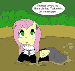 Size: 400x382 | Tagged: safe, artist:php162, fluttershy, fake it 'til you make it, g4, color, fluttergoth, goth, king of the hill, mud