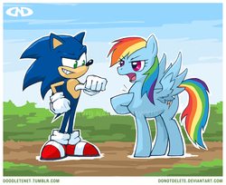 Size: 1200x980 | Tagged: safe, artist:donotdelete, rainbow dash, hedgehog, pegasus, pony, g4, crossover, cutie mark, female, male, shoes, sneakers, sonic the hedgehog, sonic the hedgehog (series), wings