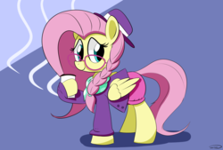 Size: 3496x2362 | Tagged: safe, artist:taurson, fluttershy, pegasus, pony, fake it 'til you make it, g4, clothes, female, glasses, hat, high res, hipstershy, looking at you, mare, smiling, solo