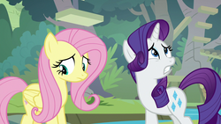 Size: 1280x720 | Tagged: safe, screencap, fluttershy, rarity, fake it 'til you make it, g4, animation error