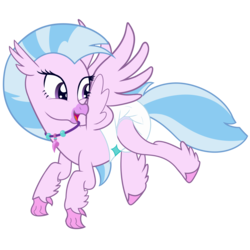 Size: 2000x2000 | Tagged: safe, artist:nitei, silverstream, classical hippogriff, hippogriff, g4, cute, cutie, diaper, diaper butt, diaper fetish, diapered, female, fetish, grin, high res, mare, non-baby in diaper, simple background, smiling, solo, transparent background, white diaper