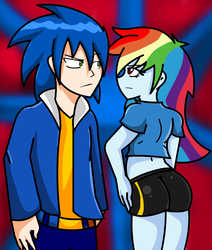 Size: 2528x2976 | Tagged: safe, artist:soul-yagami64, rainbow dash, human, equestria girls, g4, crossover, high res, humanized, male, sonic the hedgehog, sonic the hedgehog (series)