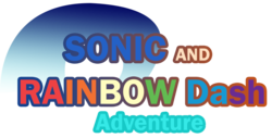 Size: 953x486 | Tagged: safe, artist:nsmah, rainbow dash, g4, crossover, logo, male, photoshop, sonic drama, sonic the hedgehog, sonic the hedgehog (series)