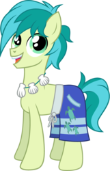 Size: 515x800 | Tagged: safe, artist:cloudy glow, sandbar, earth pony, pony, g4, school daze, male, seashell necklace, simple background, smiling, solo, stallion, swimming trunks, transparent background