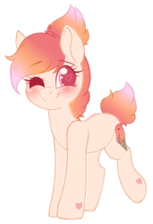 Size: 2392x3500 | Tagged: safe, artist:adostume, oc, oc only, oc:maori, earth pony, pony, blushing, happy, heart, heart eyes, high res, one eye closed, simple background, smiling, solo, transparent background, wingding eyes, wink