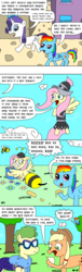 Size: 1000x3300 | Tagged: safe, artist:bjdazzle, applejack, fluttershy, private pansy, rainbow dash, rarity, bee, fake it 'til you make it, g4, hearth's warming eve (episode), it ain't easy being breezies, viva las pegasus, acting, animal costume, bee costume, clothes, comic, costume, flower, flutterbee, food, honey, impossibly rich, manehattan, racism, sarcasm, season 8 homework assignment, sweet apple acres, winnie the pooh