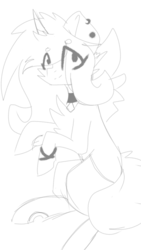 Size: 720x1280 | Tagged: safe, artist:lovelyyannaii, oc, oc only, oc:yannaii, pony, unicorn, bracelet, collar, ear piercing, earring, female, jewelry, mare, monochrome, piercing, sketch, solo, wip