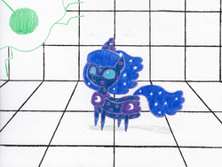 Size: 2260x1708 | Tagged: safe, artist:eternaljonathan, part of a set, princess luna, original species, g4, laser gun, plant, science fiction, story included, traditional art, transformation