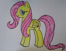 Size: 2864x2235 | Tagged: safe, artist:cosmicspark, fluttershy, pegasus, pony, g4, female, high res, solo, traditional art