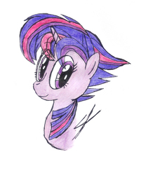 Size: 1226x1522 | Tagged: safe, artist:stephancrowns, twilight sparkle, alicorn, pony, g4, alternate hairstyle, bust, female, punklight sparkle, smiling, solo, traditional art, twilight sparkle (alicorn)