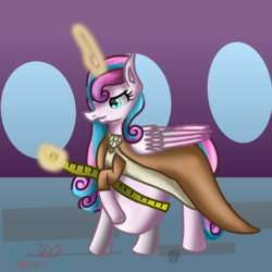 Size: 1536x1536 | Tagged: safe, artist:commandereclipse, princess flurry heart, alicorn, pony, g4, adult, belly, clothes, dress, female, hyper, hyper pregnancy, magic, measuring tape, multiple pregnancy, older, older flurry heart, pregnant, signature, solo