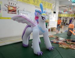 Size: 1161x903 | Tagged: safe, artist:arniemkii, queen novo, classical hippogriff, hippogriff, horse, pony, unicorn, g4, my little pony: the movie, bootleg, hongyi, inflatable, inflatable toy, irl, photo