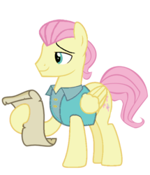 Size: 600x698 | Tagged: safe, artist:rememberstar, fluttershy, pegasus, pony, fake it 'til you make it, g4, my little pony: friendship is magic, alternate hairstyle, butterscotch, clothes, hoof hold, male, rule 63, scroll, severeshy, simple background, solo, stallion, transparent background