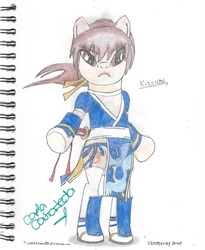 Size: 1700x2076 | Tagged: safe, artist:toonalexsora007, pony, autograph, carla castañeda, dead or alive, female, kasumi, ponified, solo, traditional art