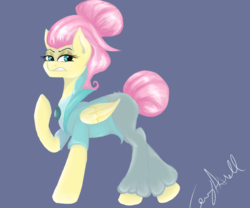 Size: 1800x1500 | Tagged: safe, artist:zomixnu, fluttershy, pony, fake it 'til you make it, g4, female, hair bun, mare, severeshy, solo