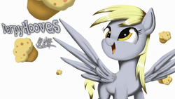 Size: 1280x720 | Tagged: safe, artist:phoenixrk49, derpy hooves, pegasus, pony, g4, female, food, mare, muffin, simple background, solo, white background