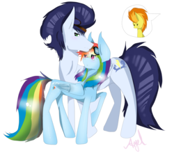 Size: 3444x3169 | Tagged: dead source, safe, artist:angel-sweetiepie, rainbow dash, soarin', spitfire, g4, female, high res, male, ship:soarindash, shipping, simple background, straight, transparent background